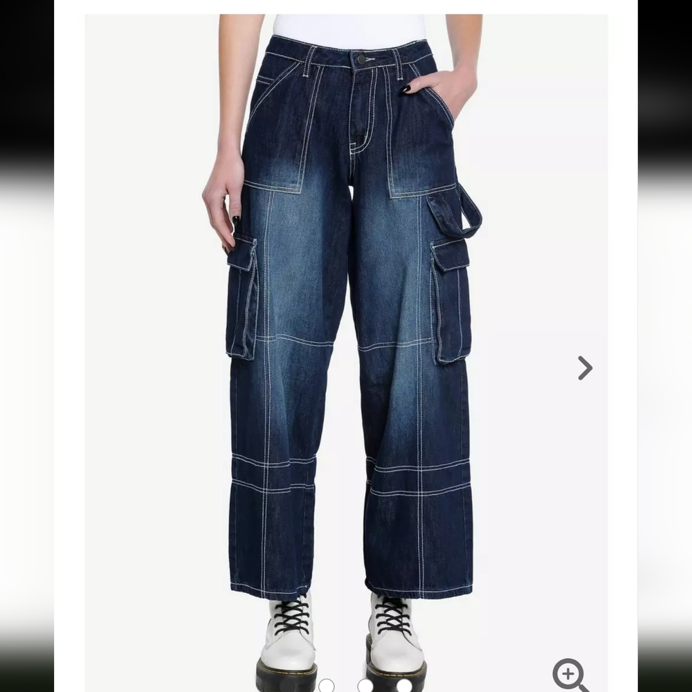 Daisy Street Dark Wash Wide Leg Carpenter Pants Baggy Jeans Y2K Size 19